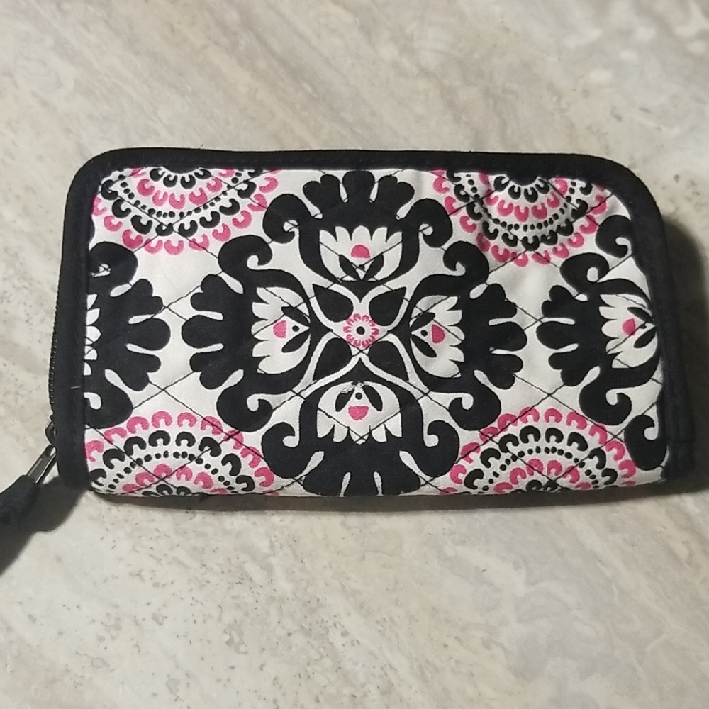 Thirty-One Black and Pink Patterned Wallet